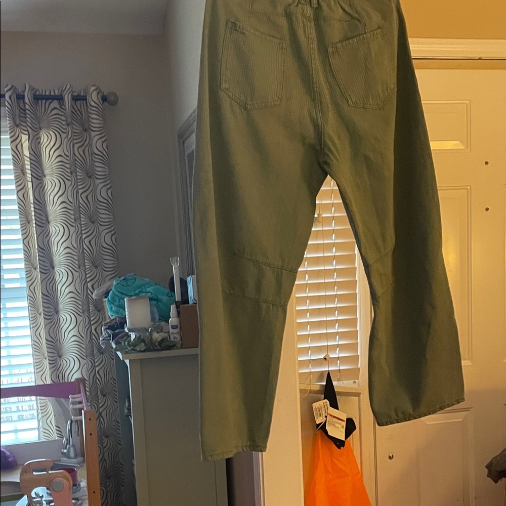 Olive Green women barrel leg pants